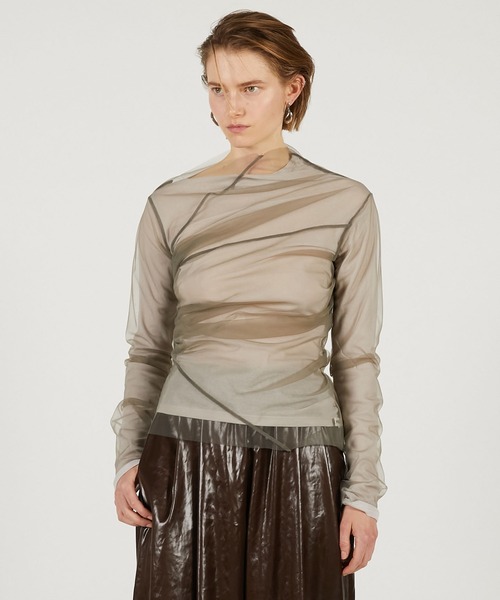 PRANK PROJECT(プランクプロジェクト)の「チュールレイヤードドレープトップ / Tulle Layered Drape Top(その他トップス・レディース・ブラック/カーキ・FREE)」の11枚目の写真