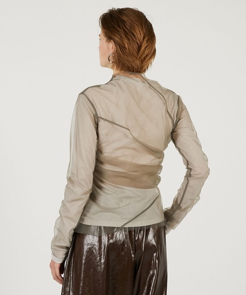 PRANK PROJECT(プランクプロジェクト)の「チュールレイヤードドレープトップ / Tulle Layered Drape Top(その他トップス・レディース・ブラック/カーキ・FREE)」の14枚目の写真