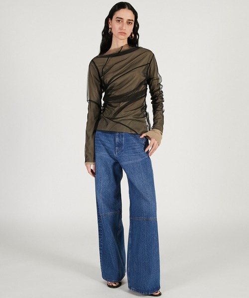 PRANK PROJECT(プランクプロジェクト)の「チュールレイヤードドレープトップ / Tulle Layered Drape Top(その他トップス・レディース・ブラック/カーキ・FREE)」の3枚目の写真