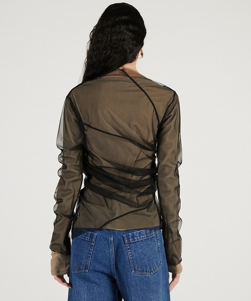 PRANK PROJECT(プランクプロジェクト)の「チュールレイヤードドレープトップ / Tulle Layered Drape Top(その他トップス・レディース・ブラック/カーキ・FREE)」の9枚目の写真