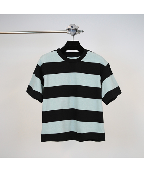 GOZER(ゴーザー)の「WANG STRIPE HALF T-SHIRT_MINT(Tシャツ/カットソー・メンズ・ミント・MEDIUM/LARGE/X-LARGE)」の1枚目の写真