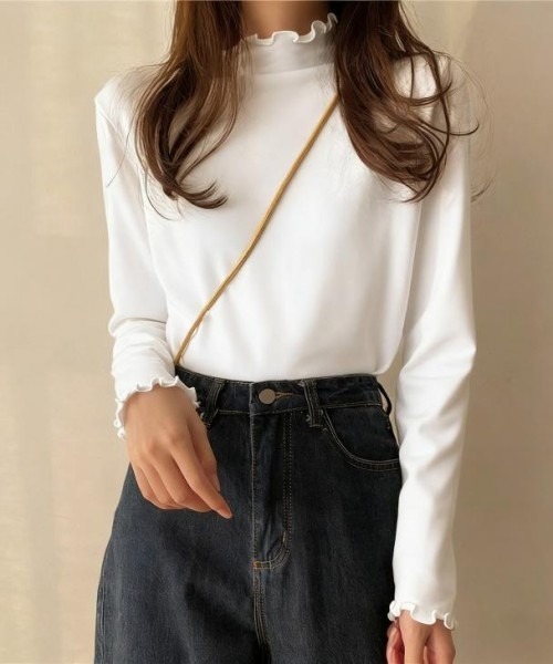 AMELY(エミリー)の「ハイネック長袖カットソー(Tシャツ/カットソー・レディース・ブラック/ホワイト/ブラウン・フリー)」の8枚目の写真