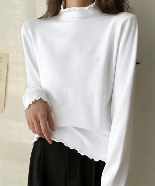 AMELY(エミリー)の「ハイネック長袖カットソー(Tシャツ/カットソー・レディース・ブラック/ホワイト/ブラウン・フリー)」の4枚目の写真