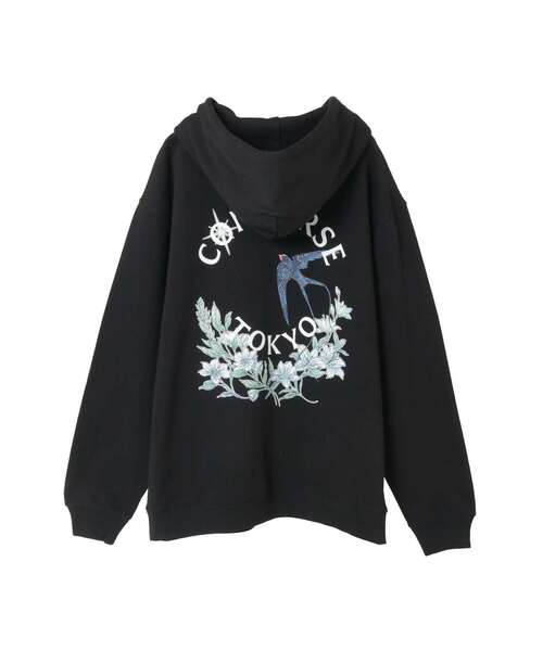 CONVERSE TOKYO(コンバーストウキョウ)の「FLOWER LOGO ZIP HOODIE(パーカー・レディース・グレー/ボルドー/ブラック・SMALL/MEDIUM)」の2枚目の写真