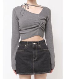 CHOKER GATHER LONG SLEEVE KNIT