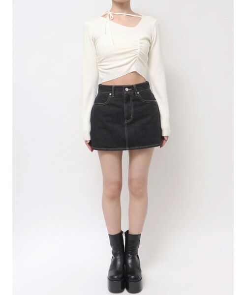 EMODA（エモダ）の「CHOKER GATHER LONG SLEEVE KNIT（ニット/セーター・レディース・グレー/ホワイト/レッド・FREE）」の14枚目の写真