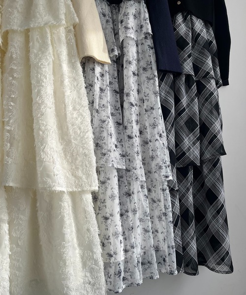 セール】ショートカーディガン＋ティアードドッキングロングワンピース