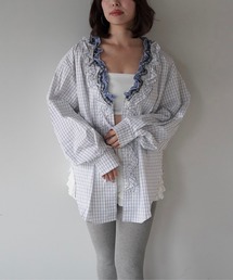 SANSeLF | 【SANSeLF】フロントボタンフリルチェックブラウス saw25a072(シャツ/ブラウス)