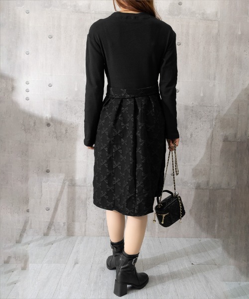 Miniministore(ミニミニストア)の「リボン柄フレアワンピース ウエストマーク(ワンピース・レディース・ブラック・L/M)」の12枚目の写真