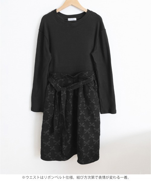 Miniministore(ミニミニストア)の「リボン柄フレアワンピース ウエストマーク(ワンピース・レディース・ブラック・L/M)」の15枚目の写真