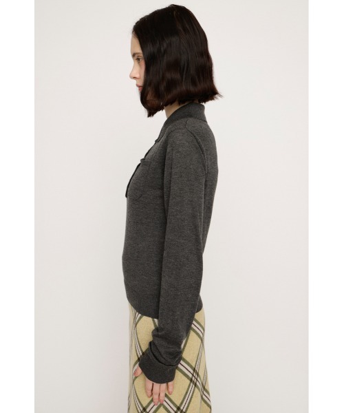 SLY（スライ）の「HG KNIT POLO TOPS ハイゲージ ニットポロ トップス 春服（ニット/セーター・レディース・杢グレー/ブルー系その他・FREE）」の7枚目の写真