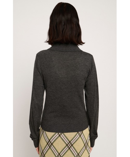 SLY（スライ）の「HG KNIT POLO TOPS ハイゲージ ニットポロ トップス 春服（ニット/セーター・レディース・杢グレー/ブルー系その他・FREE）」の8枚目の写真