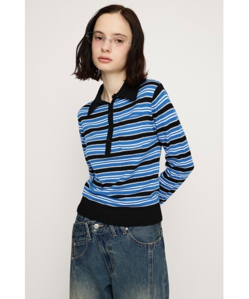 SLY（スライ）の「HG KNIT POLO TOPS ハイゲージ ニットポロ トップス 春服（ニット/セーター・レディース・杢グレー/ブルー系その他・FREE）」の12枚目の写真