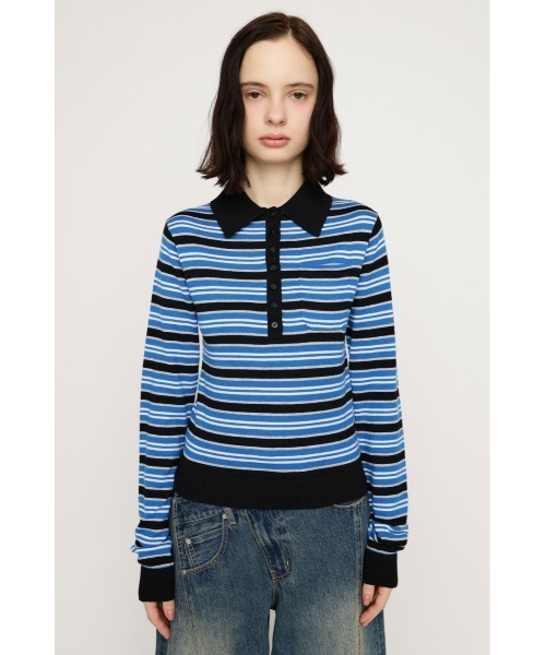SLY（スライ）の「HG KNIT POLO TOPS ハイゲージ ニットポロ トップス 春服（ニット/セーター・レディース・杢グレー/ブルー系その他・FREE）」の13枚目の写真