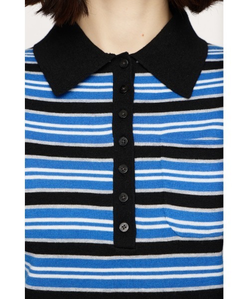 SLY（スライ）の「HG KNIT POLO TOPS ハイゲージ ニットポロ トップス 春服（ニット/セーター・レディース・杢グレー/ブルー系その他・FREE）」の14枚目の写真