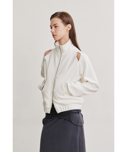 AFTERHOURS(アフターアワーズ)の「HIGH NECK CUT OUT ZIP-UP (IVORY)(ナイロンジャケット・レディース・その他・FREE)」の1枚目の写真