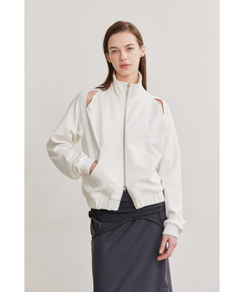 AFTERHOURS(アフターアワーズ)の「HIGH NECK CUT OUT ZIP-UP (IVORY)(ナイロンジャケット・レディース・その他・FREE)」の4枚目の写真