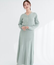 natural couture | スカラッププリーツニットワンピース(ワンピース)