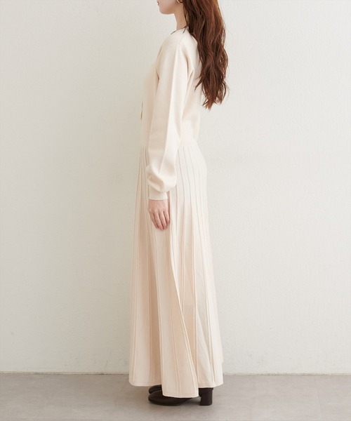 natural couture（ナチュラルクチュール）の「スカラッププリーツニットワンピース（ワンピース・レディース・ラベンダー/ミント/ネイビー/アイボリー・FREE）」の17枚目の写真