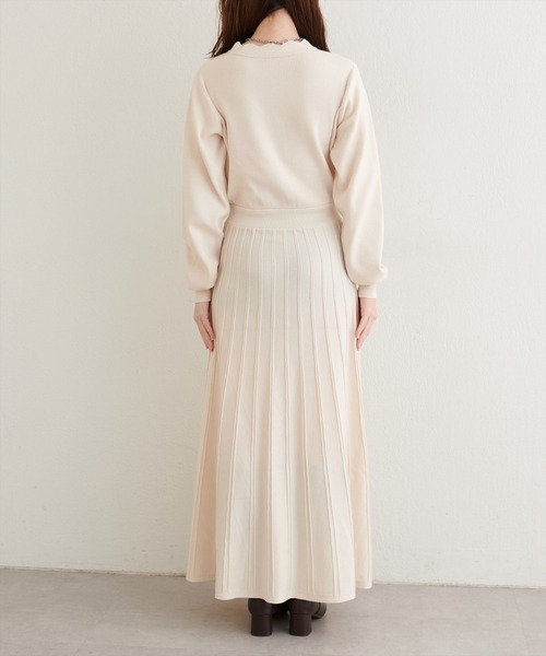 natural couture（ナチュラルクチュール）の「スカラッププリーツニットワンピース（ワンピース・レディース・ラベンダー/ミント/ネイビー/アイボリー・FREE）」の18枚目の写真