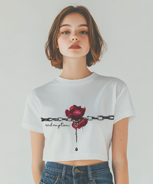 ONEHUNDREDPERCENT FOR WOMAN(ワンハンドレッドパーセントフォーウーマン)の「OHPxAIDAEVEリデンプションウーマンクロップ半袖(Tシャツ/カットソー・レディース・その他・S/M)」の1枚目の写真