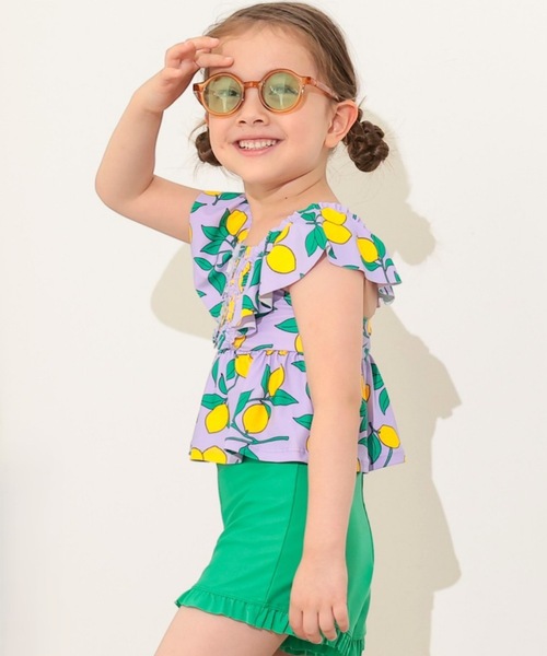 Ocean&Ground(オーシャン&グラウンド)の「【Ocean&Ground】フリルショルダーセットアップ水着/UVカット(水着・キッズ・マルチ/エメラルド/パープル・120/110/100/90/140/130)」の5枚目の写真