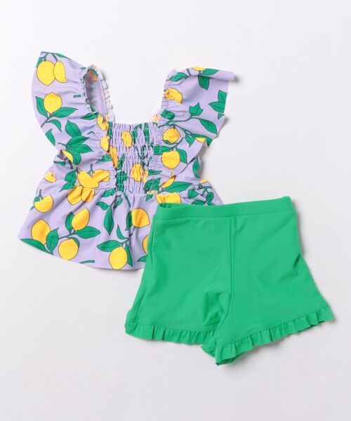 Ocean&Ground(オーシャン&グラウンド)の「【Ocean&Ground】フリルショルダーセットアップ水着/UVカット(水着・キッズ・マルチ/エメラルド/パープル・120/110/100/90/140/130)」の4枚目の写真