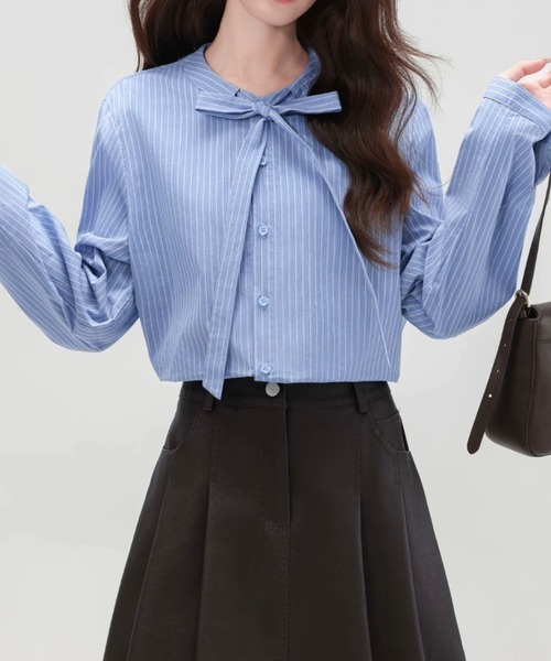 LADY LIKE(レディライク)の「【春夏新作】リボンタイノーカラーブラウス(シャツ/ブラウス・レディース・ブルー・M)」の15枚目の写真