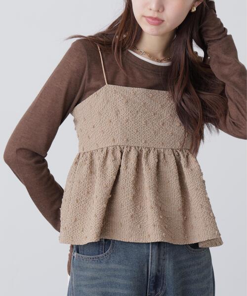 FREE'S MART（フリーズマート）の「◆ドットジャガードキャミソールビスチェ（シャツ/ブラウス・レディース・ベージュ/ホワイト/ブラック・FREE）」の3枚目の写真