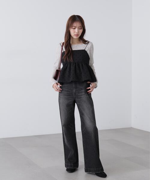 FREE'S MART（フリーズマート）の「◆ドットジャガードキャミソールビスチェ（シャツ/ブラウス・レディース・ベージュ/ホワイト/ブラック・FREE）」の4枚目の写真