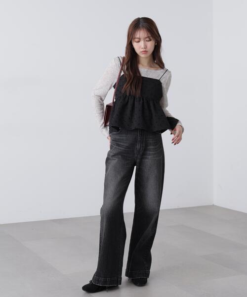 FREE'S MART（フリーズマート）の「◆ドットジャガードキャミソールビスチェ（シャツ/ブラウス・レディース・ベージュ/ホワイト/ブラック・FREE）」の5枚目の写真