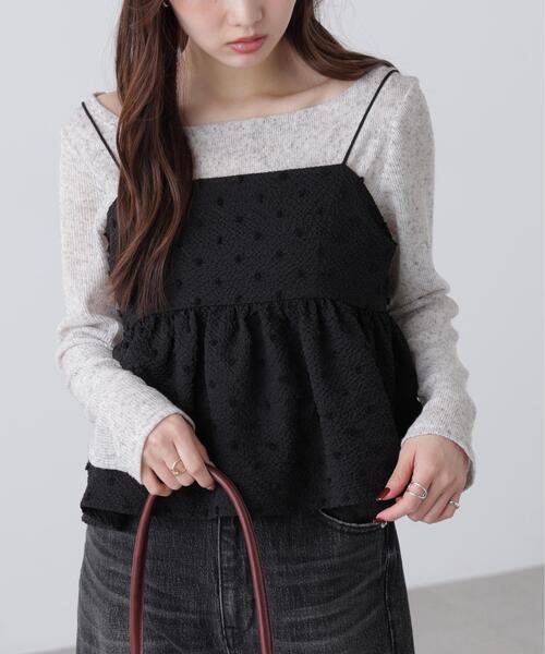 FREE'S MART（フリーズマート）の「◆ドットジャガードキャミソールビスチェ（シャツ/ブラウス・レディース・ベージュ/ホワイト/ブラック・FREE）」の8枚目の写真