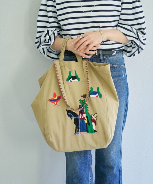 BEARDSLEY（ビアズリー）の「メキシカン刺繍Bag（トートバッグ・レディース・ベージュ・FREE）」の2枚目の写真
