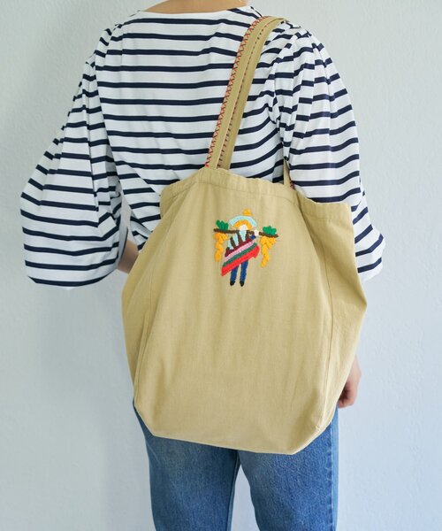 BEARDSLEY（ビアズリー）の「メキシカン刺繍Bag（トートバッグ・レディース・ベージュ・FREE）」の4枚目の写真