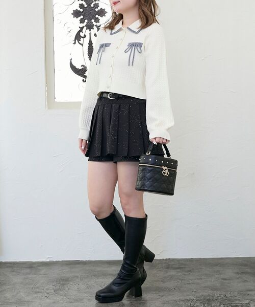 MAJESTIC LEGON(マジェスティックレゴン)の「ベルトセットキラキラミニスカパン(スカート・レディース・ブラック/グレー/アイボリー・MEDIUM)」の5枚目の写真