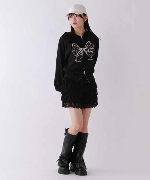 repipi armario(レピピ アルマリオ)の「BIGリボンWZIPパーカー(パーカー・キッズ・アイボリー/ブラック/グレー・SMALL/MEDIUM/LARGE)」の7枚目の写真