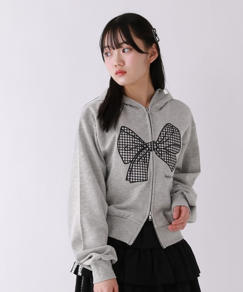 repipi armario(レピピ アルマリオ)の「BIGリボンWZIPパーカー(パーカー・キッズ・アイボリー/ブラック/グレー・SMALL/MEDIUM/LARGE)」の11枚目の写真