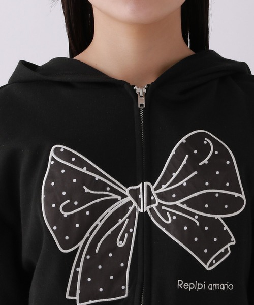 repipi armario(レピピ アルマリオ)の「BIGリボンWZIPパーカー(パーカー・キッズ・アイボリー/ブラック/グレー・SMALL/MEDIUM/LARGE)」の15枚目の写真