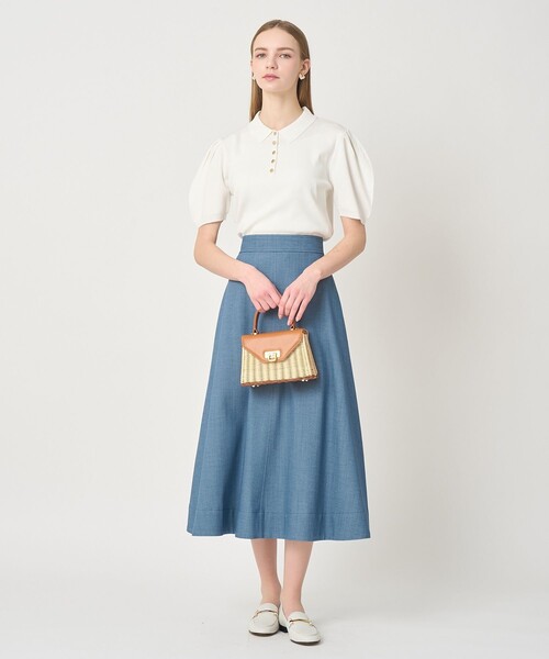 ANAYI(アナイ)の「【セットアップ対応商品】オックスストレッチフレア スカート(スカート・レディース・ピンク/ベージュ/ダークインディゴブルー・34/36/38)」の13枚目の写真