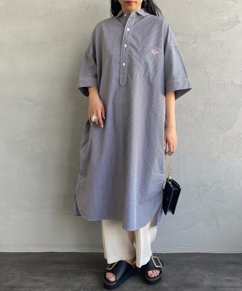 DANTON（ダントン）の「【WEB先行予約】[DANTON/ダントン] コットンポプリン ギンガムチェックシャツワンピース（シャツワンピース・レディース・ブラック・36）」の3枚目の写真