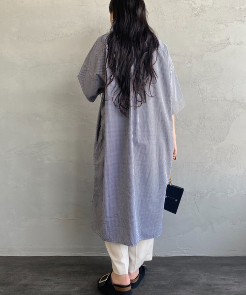 DANTON（ダントン）の「【WEB先行予約】[DANTON/ダントン] コットンポプリン ギンガムチェックシャツワンピース（シャツワンピース・レディース・ブラック・36）」の5枚目の写真