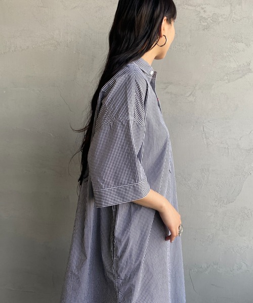 DANTON（ダントン）の「【WEB先行予約】[DANTON/ダントン] コットンポプリン ギンガムチェックシャツワンピース（シャツワンピース・レディース・ブラック・36）」の7枚目の写真