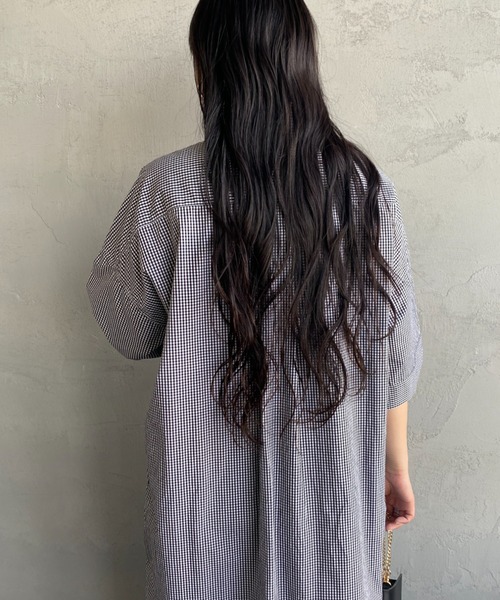 DANTON（ダントン）の「【WEB先行予約】[DANTON/ダントン] コットンポプリン ギンガムチェックシャツワンピース（シャツワンピース・レディース・ブラック・36）」の8枚目の写真