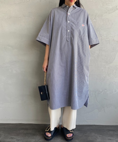 DANTON（ダントン）の「【WEB先行予約】[DANTON/ダントン] コットンポプリン ギンガムチェックシャツワンピース（シャツワンピース・レディース・ブラック・36）」の2枚目の写真