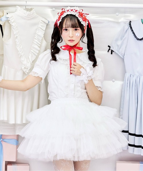 BODYLINE(ボディライン)の「3段フリルレイヤードチュールパニエ(スカート・レディース・ホワイト/オフホワイト/ブラック・FREE)」の3枚目の写真