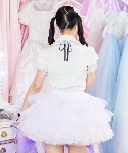 BODYLINE(ボディライン)の「3段フリルレイヤードチュールパニエ(スカート・レディース・ホワイト/オフホワイト/ブラック・FREE)」の7枚目の写真