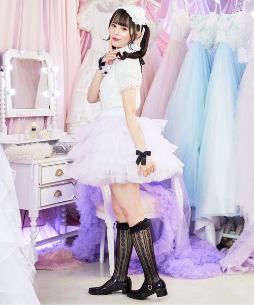 BODYLINE(ボディライン)の「3段フリルレイヤードチュールパニエ(スカート・レディース・ホワイト/オフホワイト/ブラック・FREE)」の11枚目の写真