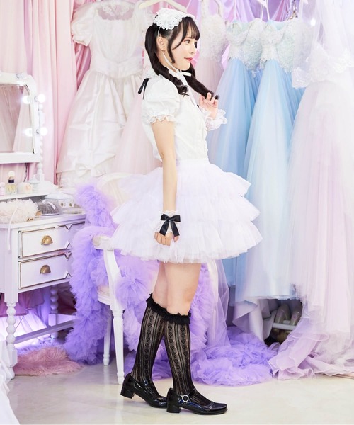 BODYLINE(ボディライン)の「3段フリルレイヤードチュールパニエ(スカート・レディース・ホワイト/オフホワイト/ブラック・FREE)」の12枚目の写真