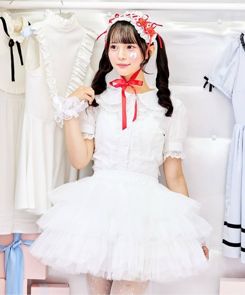 BODYLINE(ボディライン)の「3段フリルレイヤードチュールパニエ(スカート・レディース・ホワイト/オフホワイト/ブラック・FREE)」の16枚目の写真