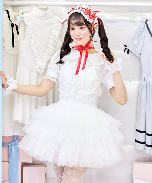 BODYLINE(ボディライン)の「3段フリルレイヤードチュールパニエ(スカート・レディース・ホワイト/オフホワイト/ブラック・FREE)」の18枚目の写真